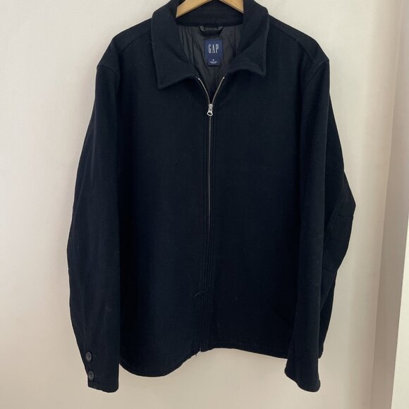 Vintage Y2K Gap Men's Wool Blend Jacket Size XL Black Full Zip Quilted Lining - Picture 2 of 13